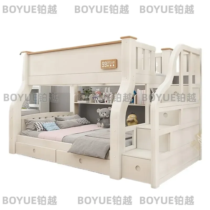 Thickened Solid Wood Bunk Bed for Adults and Kids Sturdy Two Layer Upper Lower Beds High Low Mother Child Sleeping Furniture