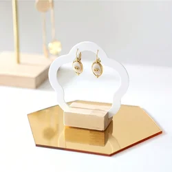 1pc Acrylic and Wooden Earring Display Stand, White Hollow Design - Perfect for Boutiques, Brands and Valentine's Day Gifts