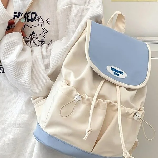 

Color-Block Commuter Backpack Versatile Double-Shoulder Bag for College And Primary School Students Study Tour Bag