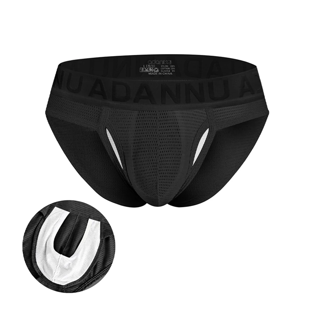 

Men's Sexy Briefs with U Pouch Triangle Panty Quick Dry Breathable Mesh Sweat Wicking Bullet Separation Underwear for Men