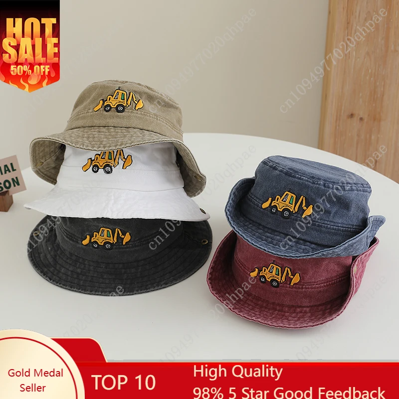 

Casual Children 's Sports Fisherman Hats School Baby Boy Baseball 2026 Autumn Outdoor Kids Excavator Caps for 2-8Years Cotton