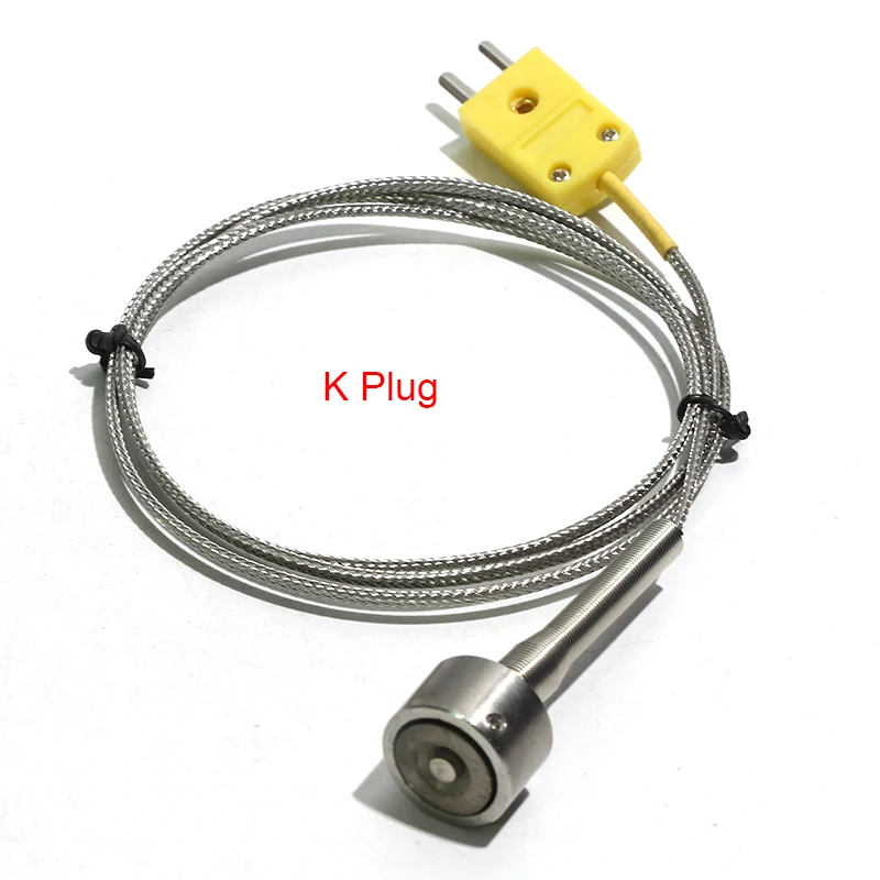 1PC K Type Plug Strong Magnetic Adsorption Thermocouple Temperature Sensor 0℃~350℃ with Stainless Steel Shielded Wire