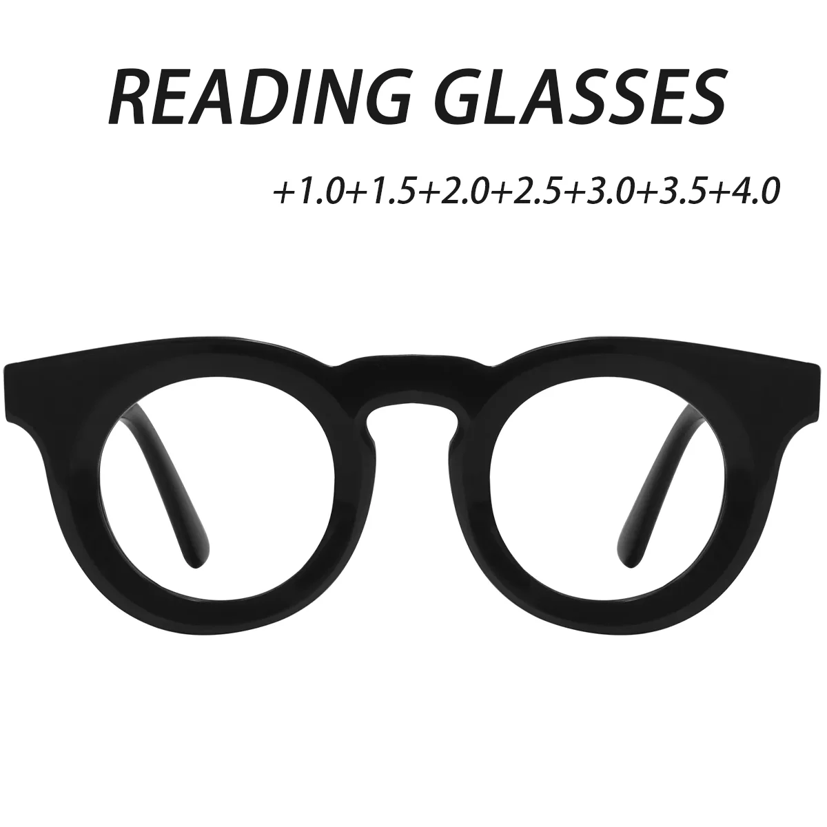 

FYTOO Thick Round Acetate Blue Light Blocking Reading Glasses, Tortoise/Black/Orange Readers, 0~+4.0 Diopters for Men Women 1564