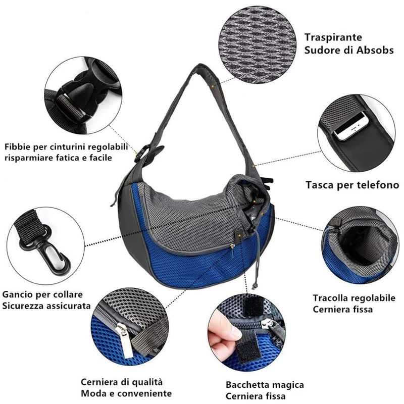 Reflective Breathable Mesh Pet Bag Portable Cat Puppy Crossbody Shoulder  Bag Travel Safe and Comfortable for Outgoing Pets