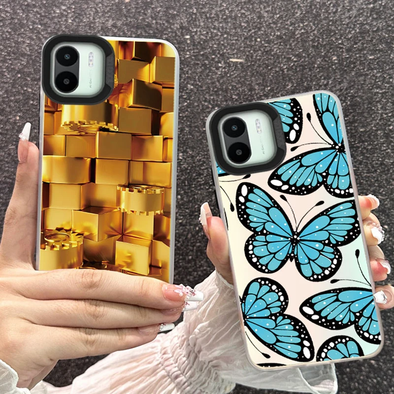 레오파드 패턴 대리석 아트 나비 휴대폰 케이스, 샤오미 레드미 A1 A2 플러스 4G 9 9A 9AT 포코 C50 C51 X3 NFC 후면 실리콘 커버