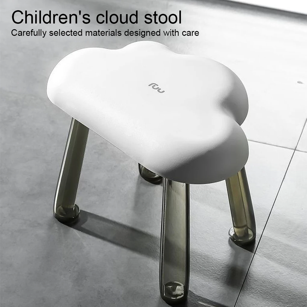 Thickened Plastic Small Stool Cute Cartoon Cloud Children’s Changing Shoe Non-Slide Stools for Living Room Household Toilet Bath