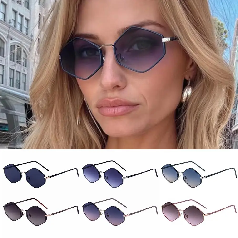 

Retro Metal Frame Hexagon Sunglasses UV400 Protection Luxury Polygon Shades Irregular Sun Glasses for Women & Men