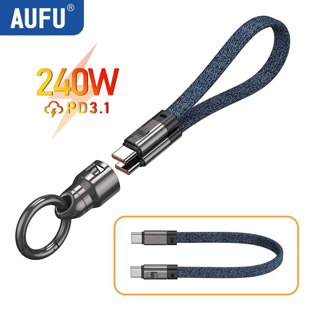 

AUFU 240W Short USB C to Type C Cable 5A Fast Charging Data Cord For Iphone16 15 Xiaomi Huawei Power BanK 0.21M USBC Short Wire