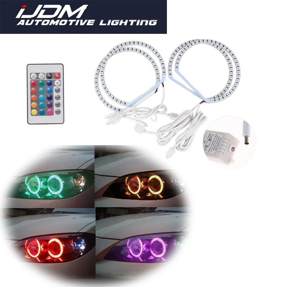 For Dodge Challenger 2008-2014 Headlight Retrofit Super Bright RGB MultiColor LED Car Headlight Angel Eyes Halo Ring Lights Kit