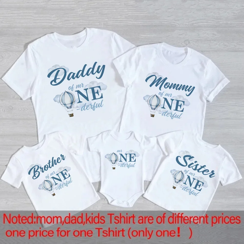 منطاد الهواء الساخن مطبوعة الأولاد عيد ميلاد الأسرة مطابقة الزي الطفل عيد ميلاد واحد أبي أمي سيس إخوانه قمصان المحملة و الوليد ارتداءها #3