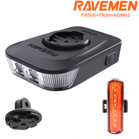 RAVEMEN FR500 Bike Headlight For Garmin Wahoo XOSS IGPSPORT GPS Rechargeable TR30 Taillight Bicycle Front Rear Light Kit +AGM03