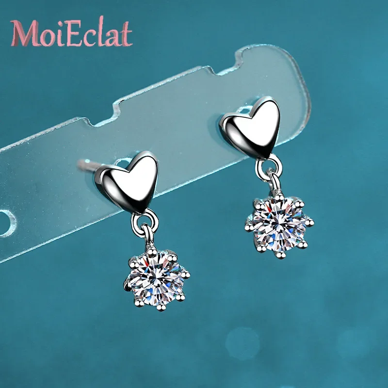 

Stylish Jewelry Platinum Pt950 Heart-shaped Drop Earrings for Women with 0.6ct Moissanite Stones Wedding Fine Jewelry Gifts