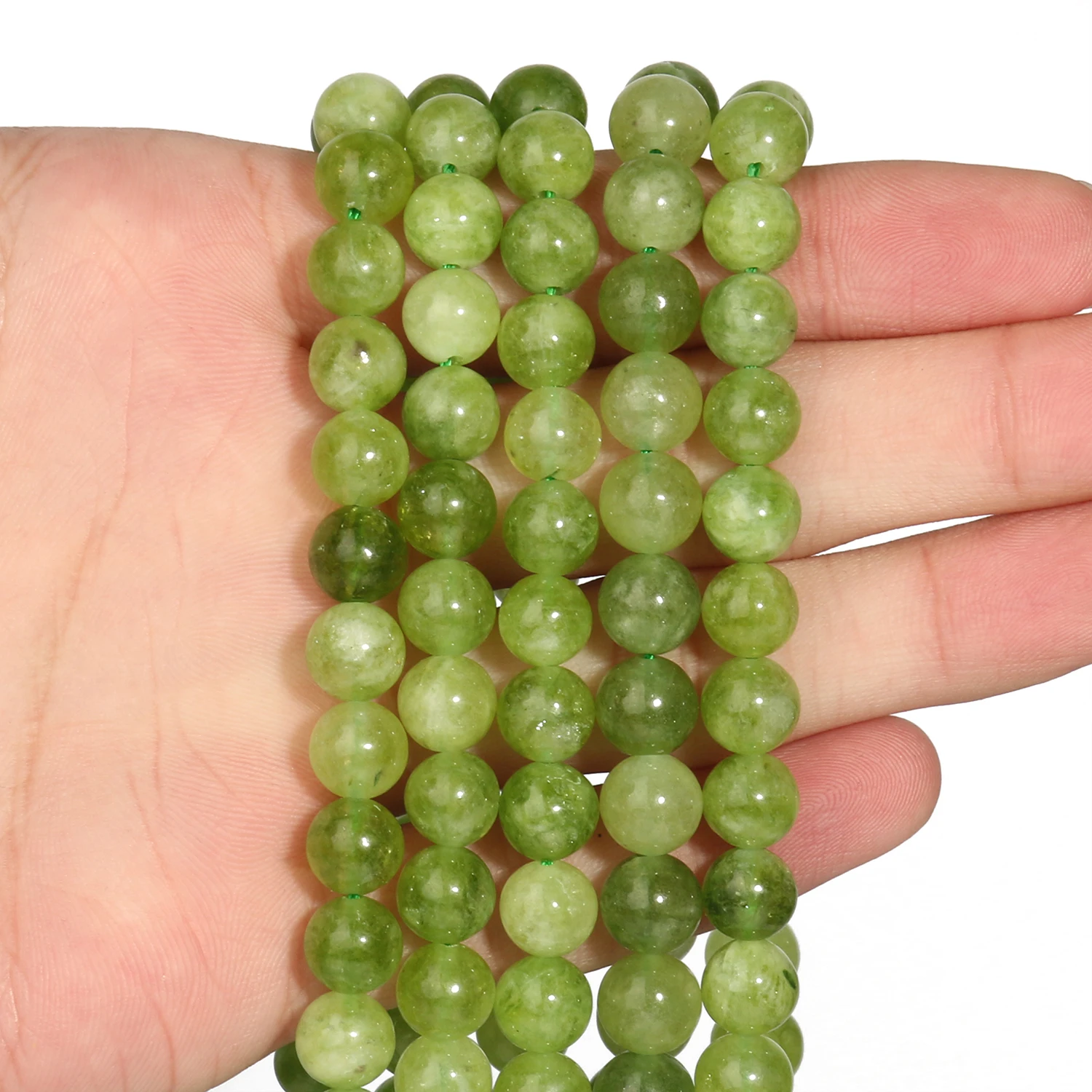Natural Stone Green Peridot Round Loose Spacer Beads For DIY Jewelry Making Bracelet Necklace Accessories 15\'\'Inches 6 8 10mm