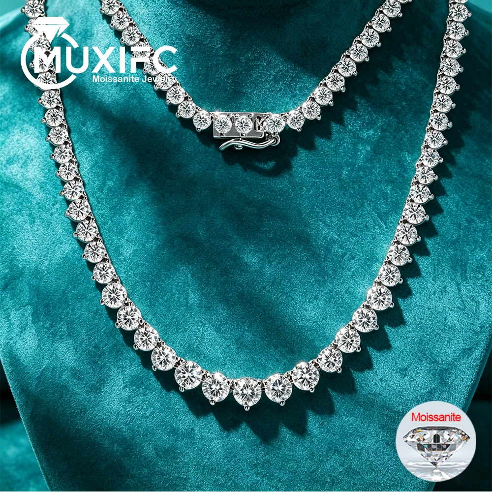3 Claw D VVS1 All Moissanite Tennis Necklace for Women Man s925 Sterling Silver 18k White Gold GRA Certified Wedding Necklaces