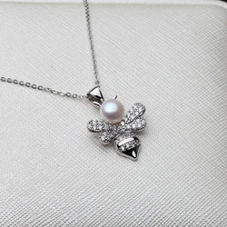 Beautiful Silver Pearl Pendant 925 Woman,Real Natural Freshwater Pearl Pendant Pendant Wife Mother Gift White