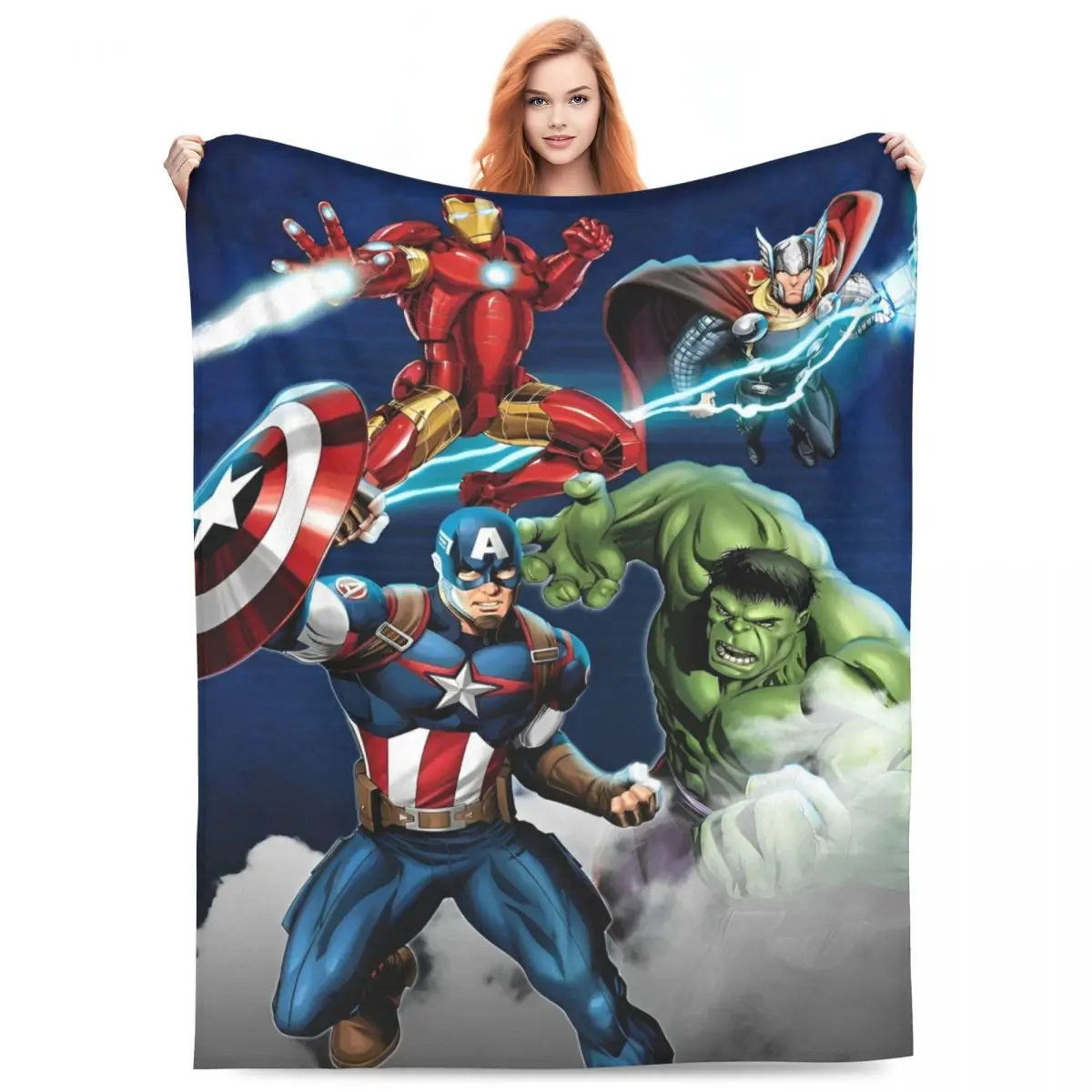 Avengers Marvel Assemble Warm Blanket Travel Office Plush Throw Blanket Funny Couch Chair Flannel Bedspread Sofa Bed Cover