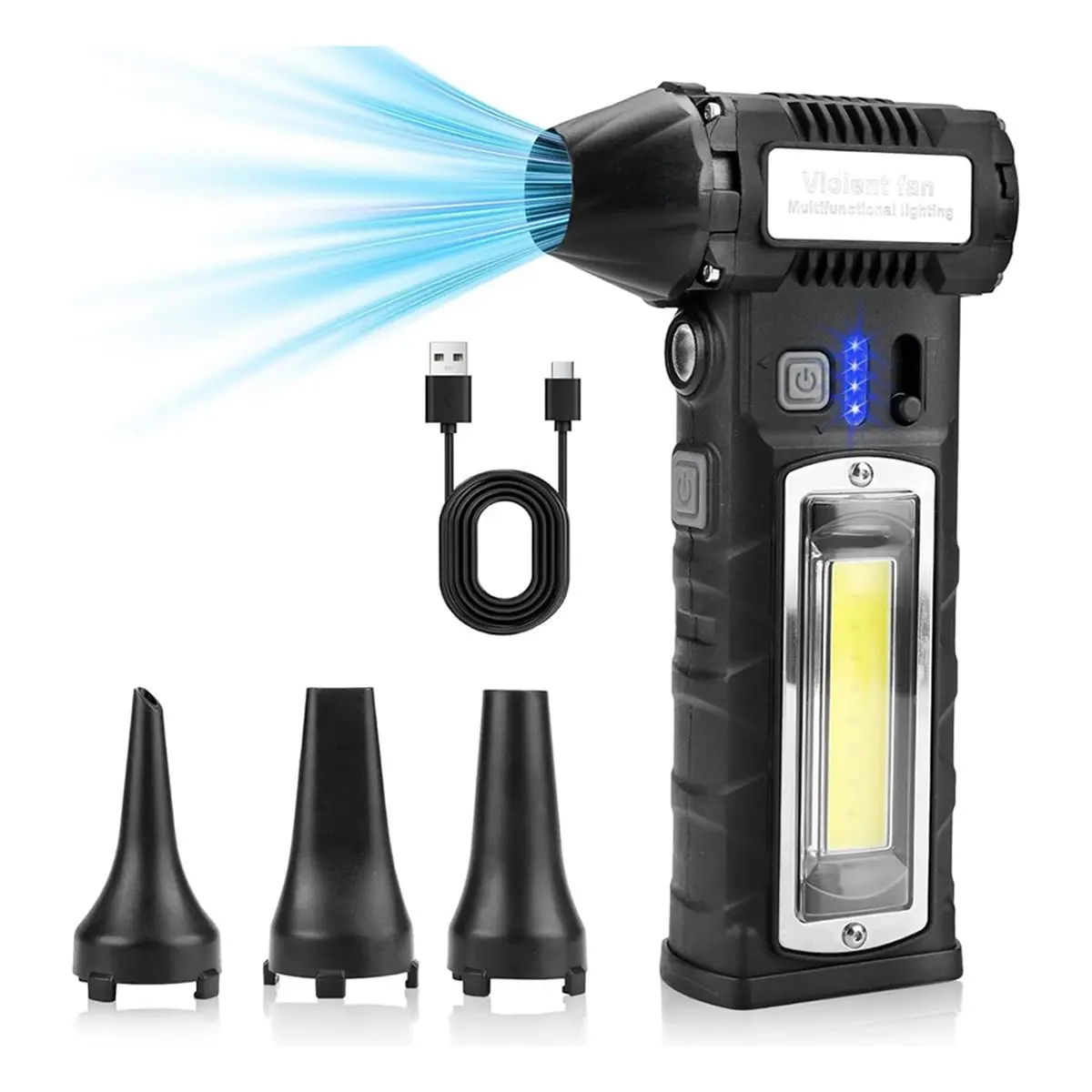 ABGN Compressed Air Duster, 130000RPM Electric Air Duster with LED Light, Cordless Air Blower for PC, Keyboard, Car, Home