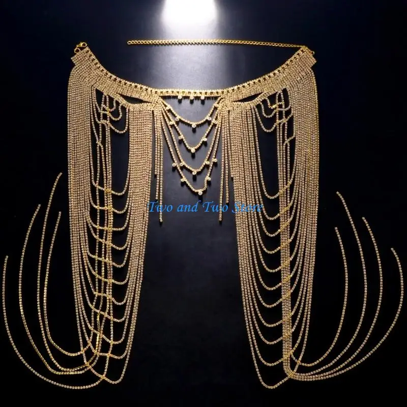 

HX6F Alloy Made Shimmering Fringe Shoulder Jewelry For Social Gatherings