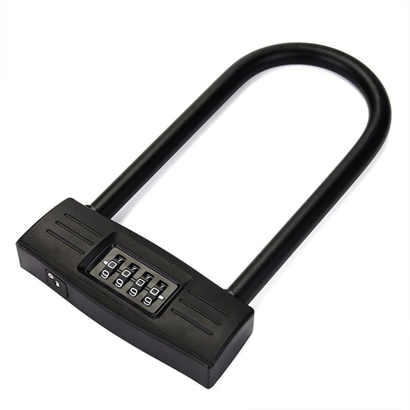 Combination Bike U Lock Anti-Theft Heavy Duty Padlock for Motorcycle E-Bike Door with Retrievable Password Keys