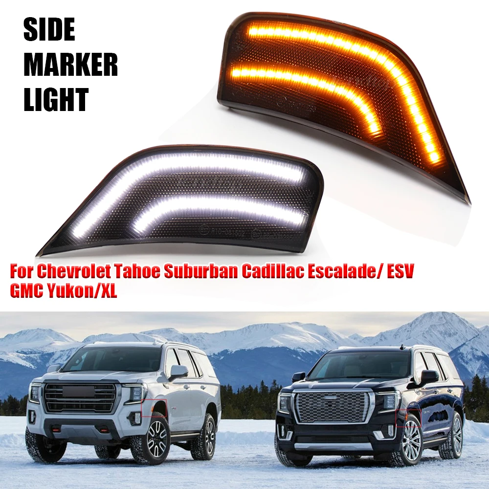 LED Side Marker Light Front Bumper Turn Singal Lamp For Chevrolet Suburban Tahoe GMC Yukon Cadillac Escalade 2021 2022 2023