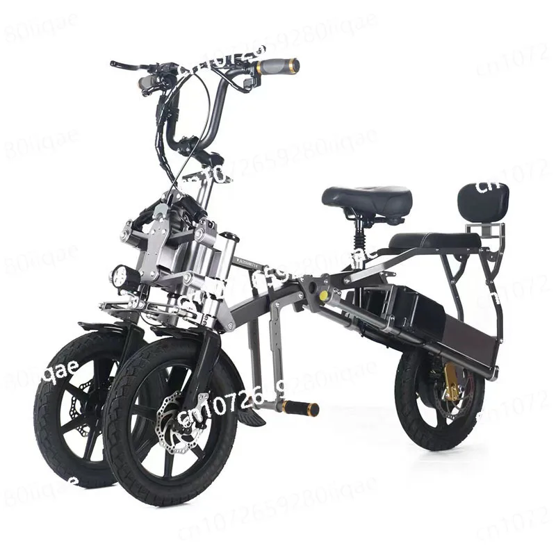 Three-wheeled upgraded 6th generation electric vehicle mobility moped can carry 3 people folding bicycle