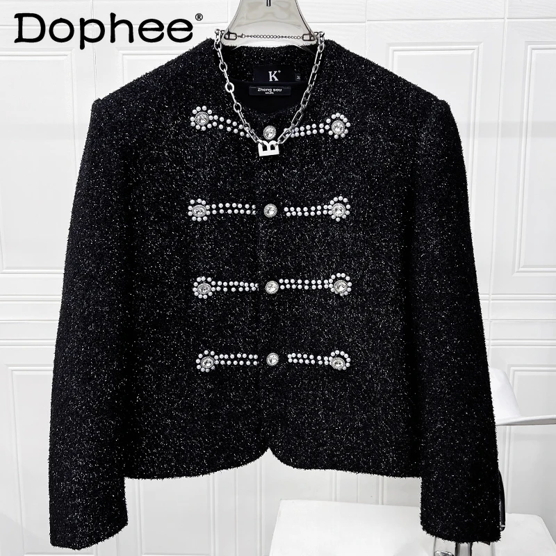 

Men's 2025 Autumn Winter New High-End Stylish Jackets Male Small Fragrant Pearl Decoration Jackets Short Style Design Chic Coats