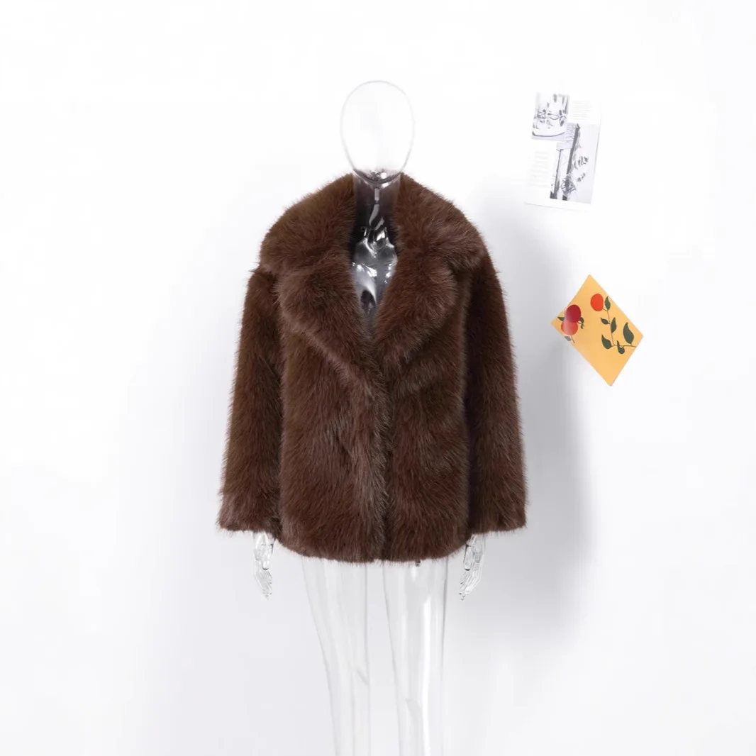 2025 سميكة المرأة الشتاء معطف الفرو البيئي متعدد الألوان أزرار خاطفة الإناث فو الفراء سترة مريحة صديقة للبيئة الفراء أبلى لسيدة