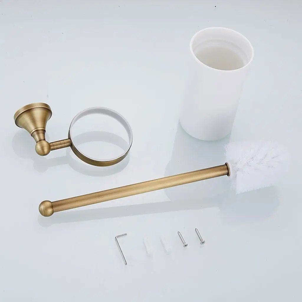 

High Quality Brass Toilet Brush with Concealed Mounting Ceramic Cup Antique Finish WC Tools for Bathroom Use