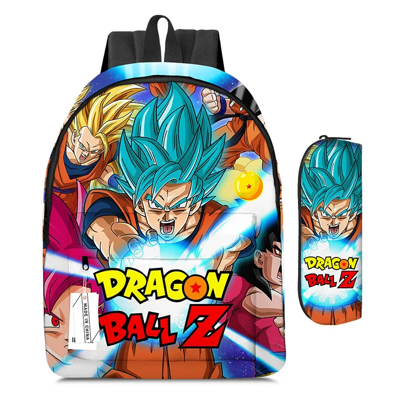 2PC-SET Dragon Ball Cartoon Backpack Two-piece Saiyan Goku Student Pencil Bag Dragonball Anime Cartoon School Bag Mochila