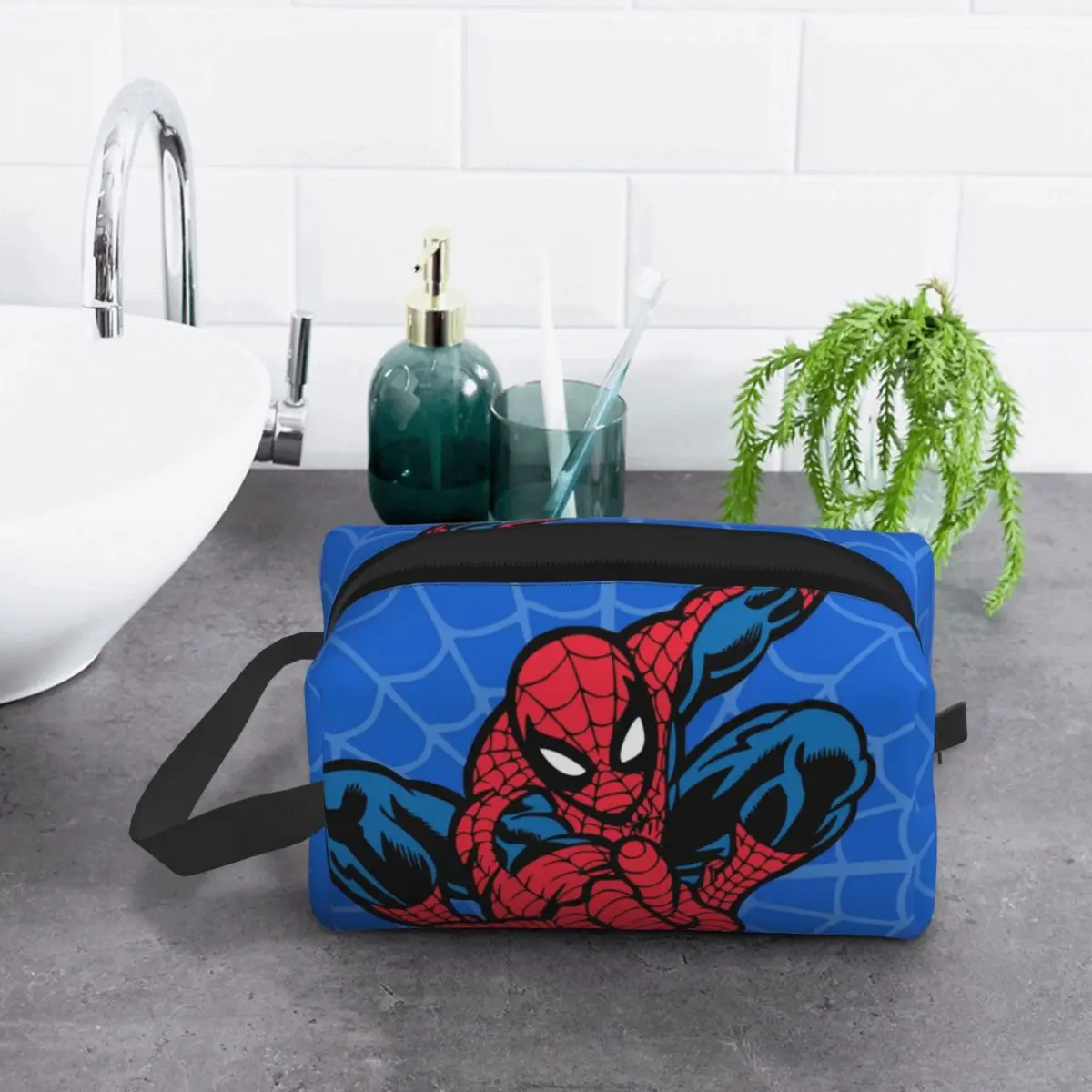 Custom Kawaii Spider Superhero Travel Toiletry Bag Women Makeup Cosmetic Bag Beauty Storage Dopp Kit