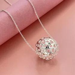 925 Silver Necklace Hollow Ball Pendant, Suitable For Women's Daily Wear