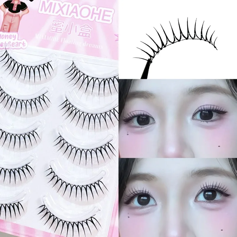Mixiaohe Full Korean Girl Group False Lashes Flexible Clear Band Tidy Spiky Texture for Glamorous K-Pop-Inspired Eye Styling