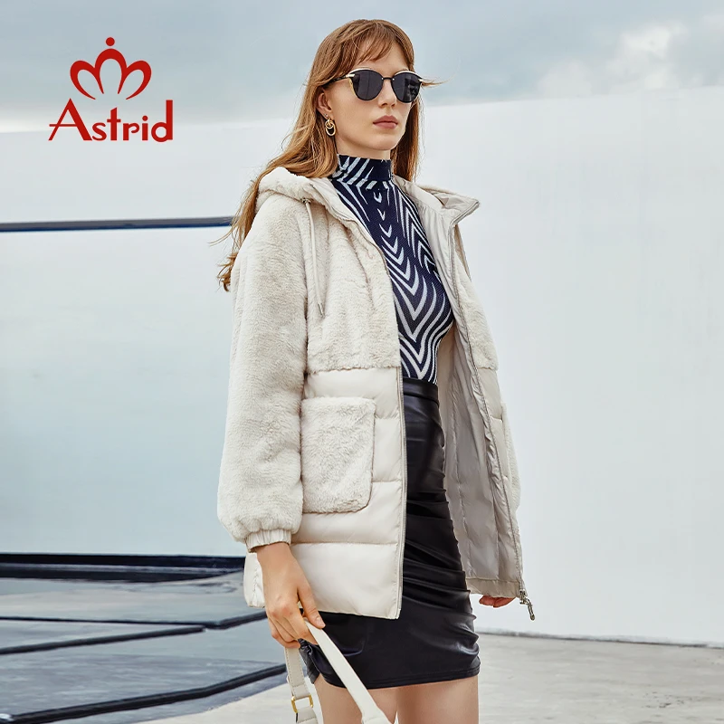 Astrid 2022 Winter New Collection Coat Women\'s Stand Collar Hooded Windproof Long Jacket  Hight Quality Female Outwear ZR-20170