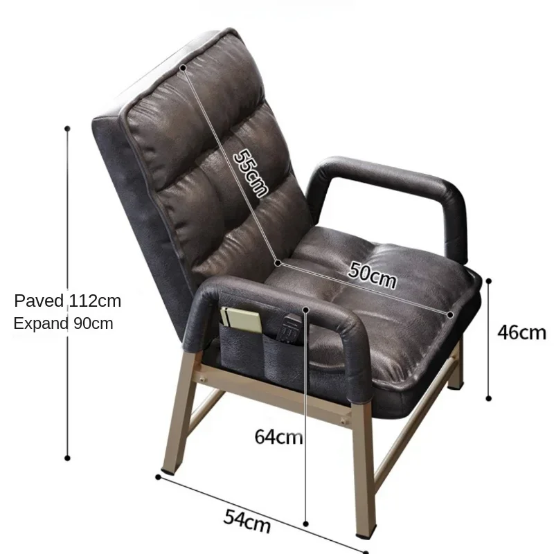 Luxurious Leather Home Computer Chair Comfortable Backrest Office Chair with Steel Legs Lazy Sofa Seat for Work and Relaxation