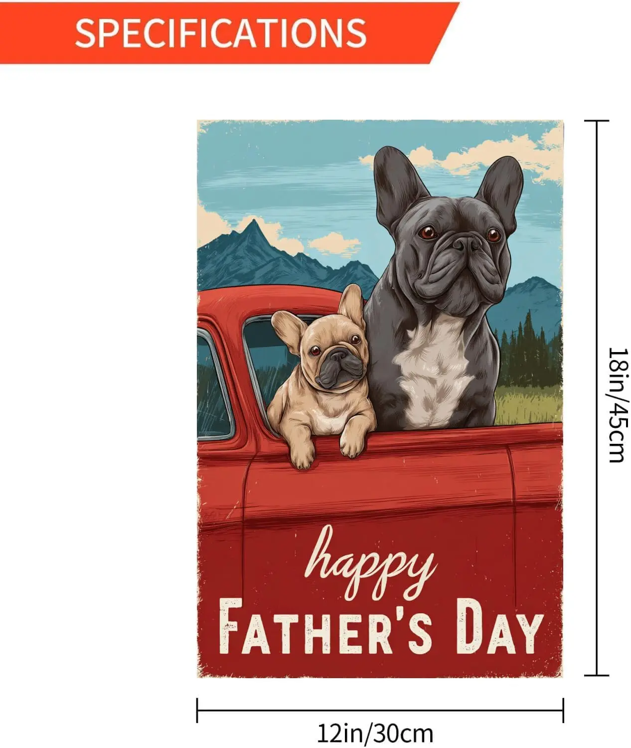 Happy Father's Day Garden Flag French Bulldog Dog Garden Flags 12 x 18 Inch Double Sided Vertical Burlap Farmhouse Yard  MMZ