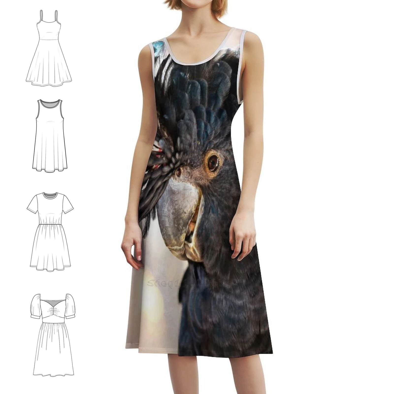 

Red-Tailed Black Cockatoo Native Animal Rescue Perth Floral Smock Dress For Women Spring Summer Casual Dress For Party Mad