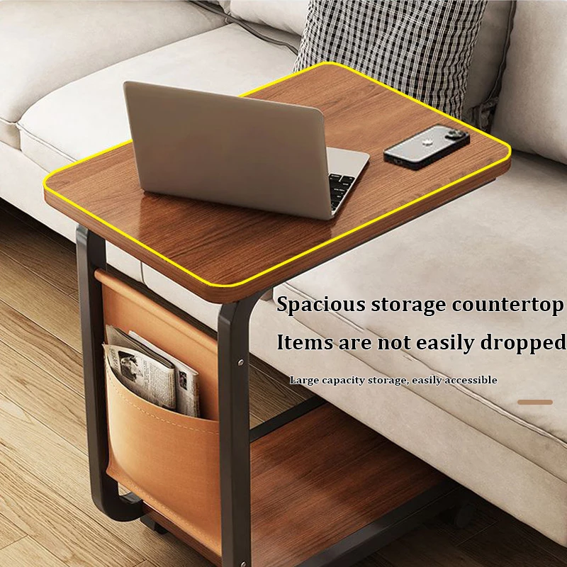 Simple Movable Sofa Side Table For Livingroom Bedroom C-Shaped Wood Small End Table Home Decor Storage Rack Bedside Table