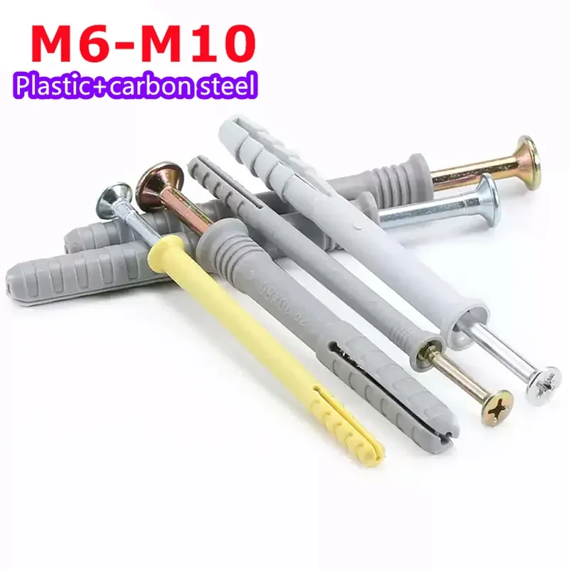 M6 M8 M10 Ribbed Plastic Anchor Wall Plastic Expansion Pipe Tube Wall Plugs For Self-tapping Screws