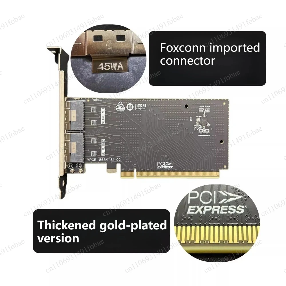 PCIE To SFF-8654 8i Riser Card PCIE Compatible 4.0 / 3.0 SlimSAS 8654 Extension External Solution Adapter Card for SSD GPU