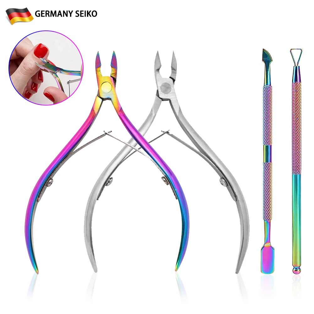 

Cuticle Trimmer with Cuticle Pusher, Cuticle Remover Professional Stainless Steel Cuticle Cutter Nippers Pedicure Manicure Tool