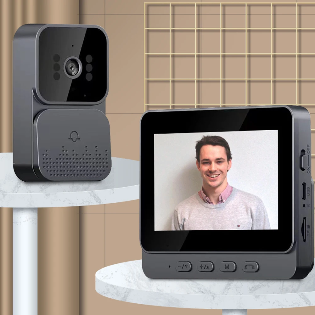 Wireless Door Bell 2.4G 1080P Video Doorbell IR Night Vision Eye Peephole Camera 4.3 Inch IPS Screen For Villa Home Apartment
