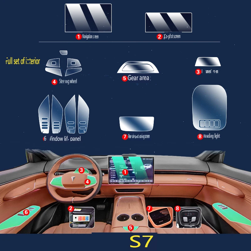 Tpu Transparent Film for 2024 Changan DEEPAL S7 Car Interior Sticker Console Dashboard Screen Protection Film Car Accessories