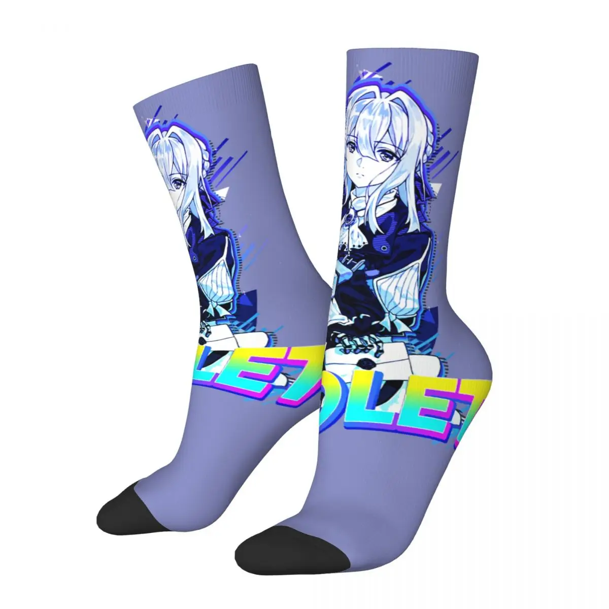 Funny Happy Men's Compression Socks Retro Vintage Design Retro Harajuku Violet Evergarden Gilbert Anime Pattern Crew Sock