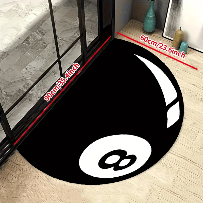VIKAMA Minimalist Black 8-Ball Design Doormat Non-Slip, Dirt-Resistant Carpet Home Decor, For Entryways, Bathrooms, And Kitchens