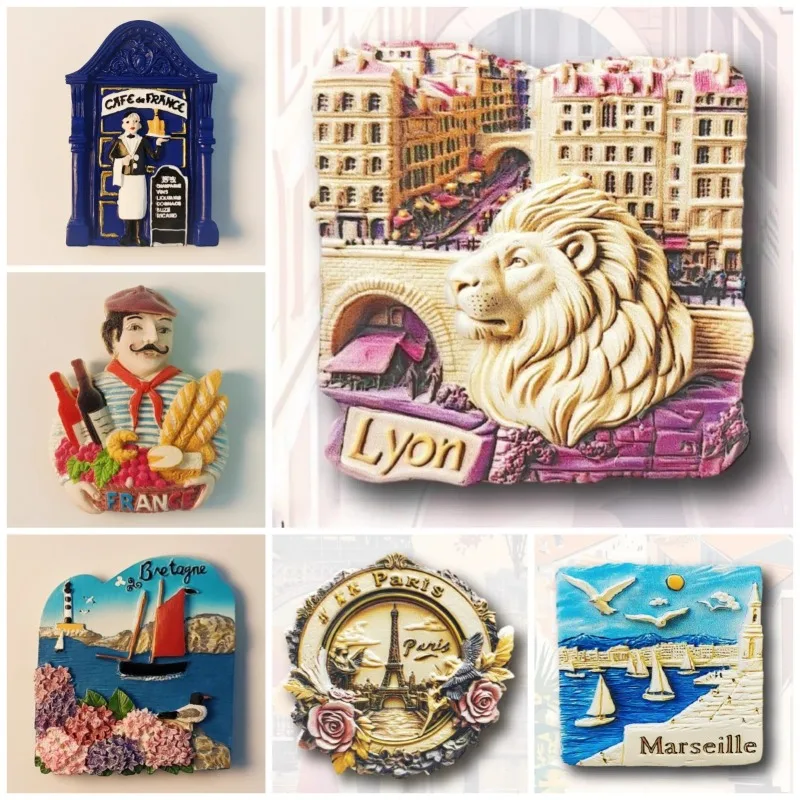 France Travel Souvenirs Pairs Fridge Magnets the Eiffel Tower Bretagne Lyon Marseille Fridge Stickers Home Decor Wedding Gifts