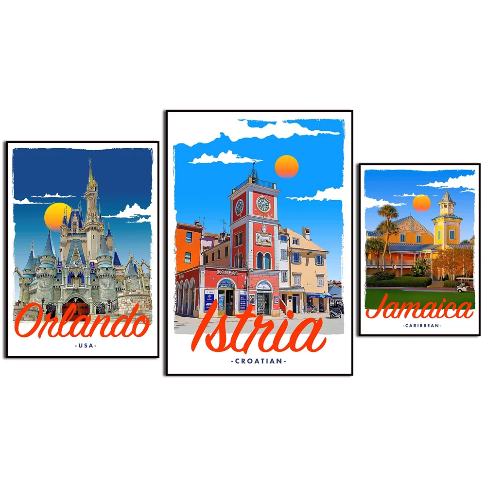 إيبيزا ناكسوس كاريبي أبوليا أنطاليا استريلا أورلاندو بينيكاسيم. مشهد السفر في المدينة. ديكور المنزل قماش اللوحة