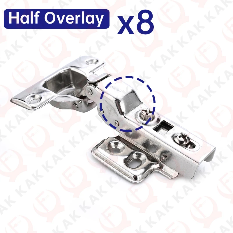KAK 8-teilige Schrankscharniere aus Edelstahl, sanft schließend, hydraulische Türscharniere, Dämpfer, Puffer, Küchenschrank, Möbelbeschläge