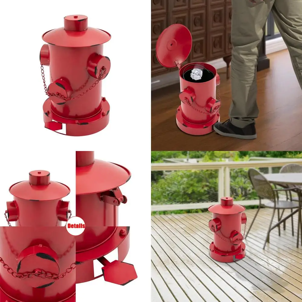 

vintage-style wrought iron trash bin with removable liner for indoor use