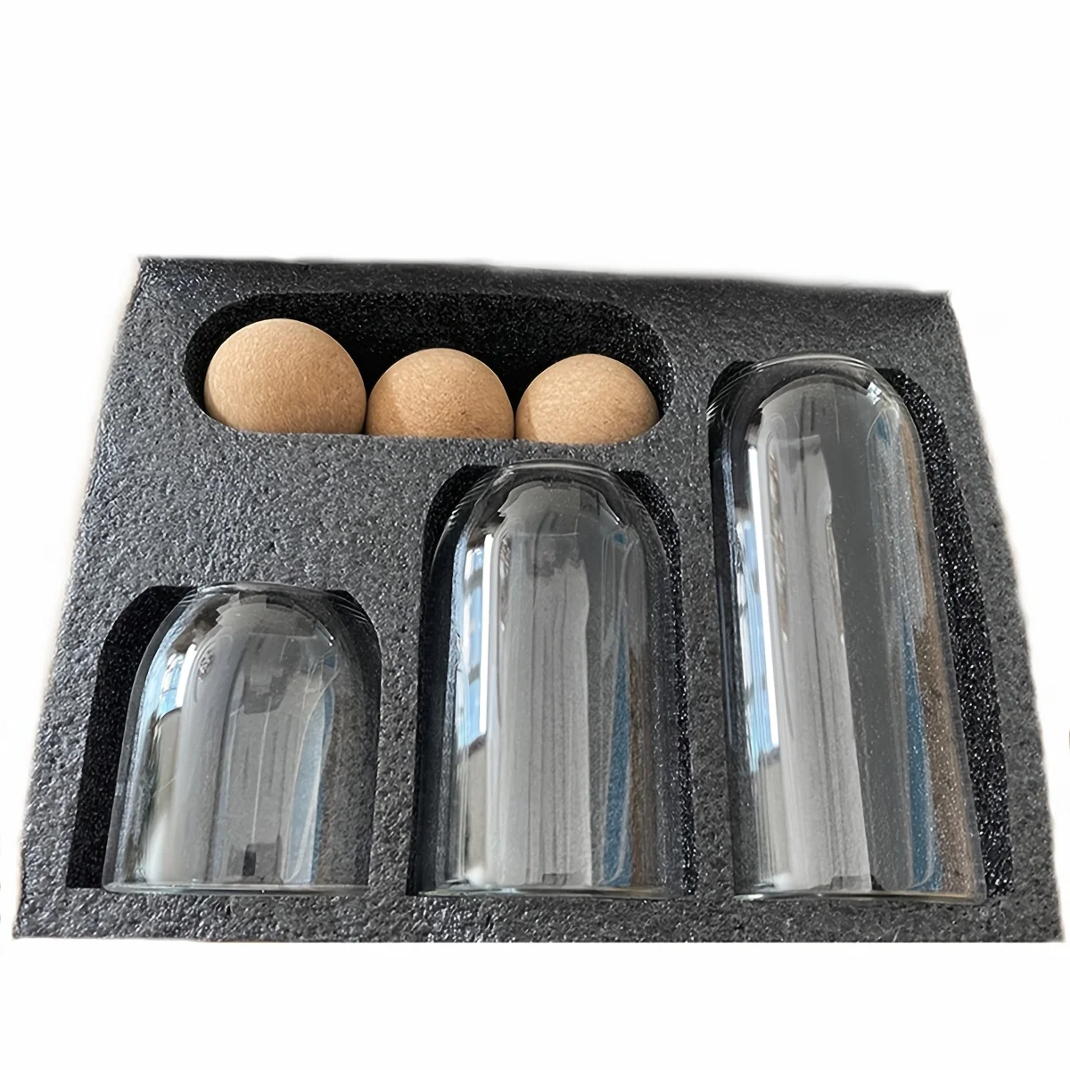 

3pcs Set Handblown Glass Food Storage Jars with Clip-on Cork Lids, Multipurpose Round Containers for Coffee Beans, Snacks, Nuts,