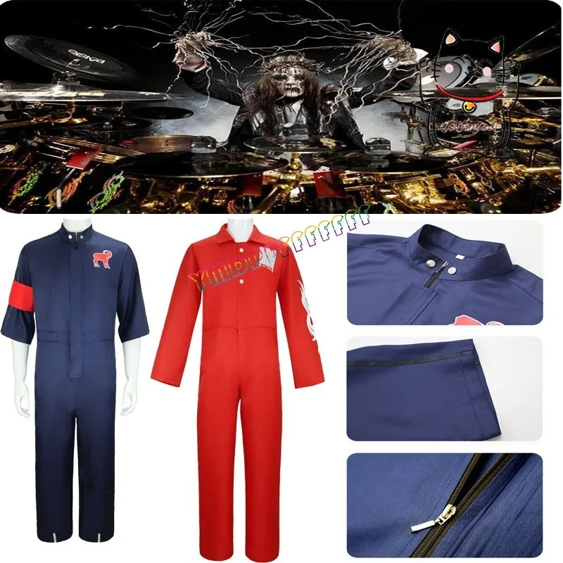 

Anime drummer Joey Jodison, the best man cosplay jumpsuit for Halloween carnival, blue and red fashionable dress up costumes